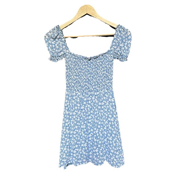 Reformation Size XS Azzuro Blue Floral Orangerie Smocked Mini Dress - Picture 4 of 12